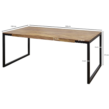 Wohnling Esstisch  GOYAR in 2 verschiedenen Größen Sheesham Holztisch Metallbeine Esszimmertisch Tisch Holz - Bild 1