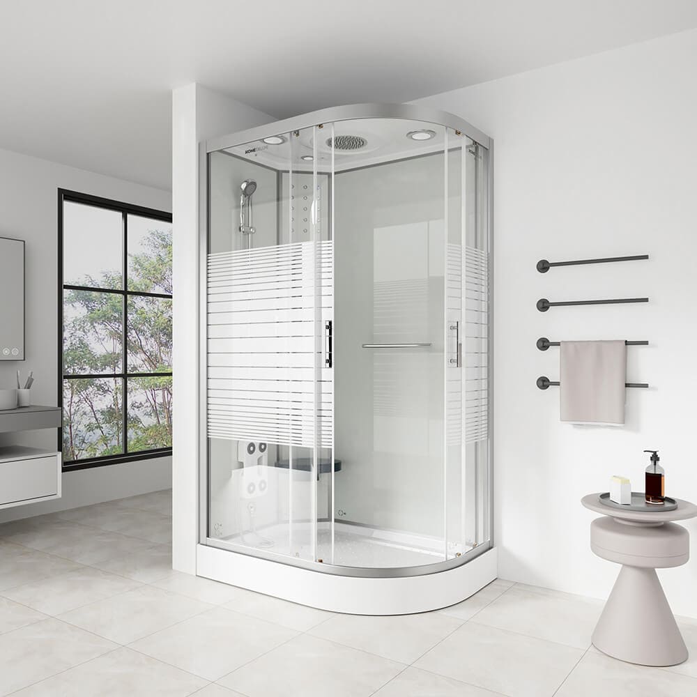HOME DELUXE Duschkabine mit Wasserfall und R&uuml;ckenmassage WHITE PEARL - 120 x 80 cm Rechts - Bild 1