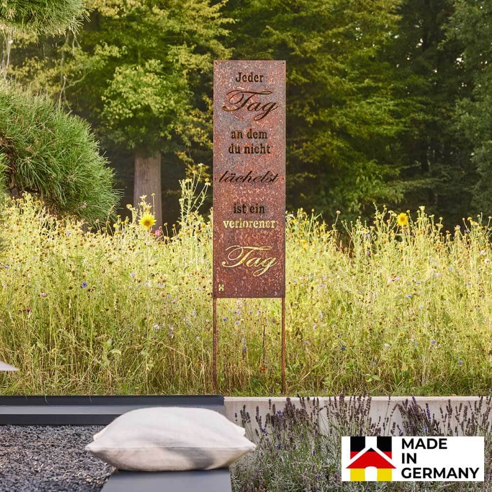 Rost Gartenstecker TAG OHNE LÄCHELN - Made in Germany