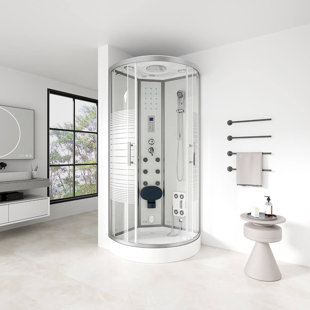HOME DELUXE Dampfdusche mit Wasserfall und Dampfsauna WHITE PEARL - 100 x 100 cm