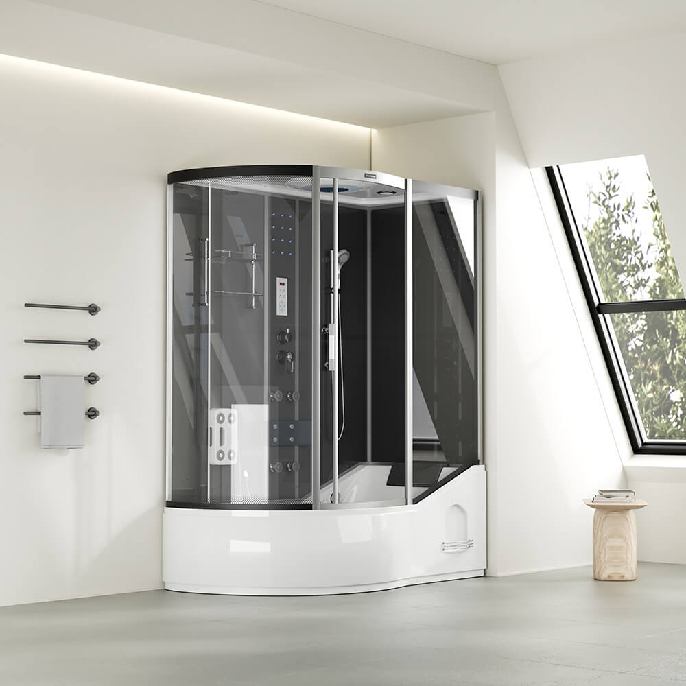 HOME DELUXE Duschkabine mit Badewanne ALLIN 2IN1 - 170 x 90 Schwarz Links - Bild 1