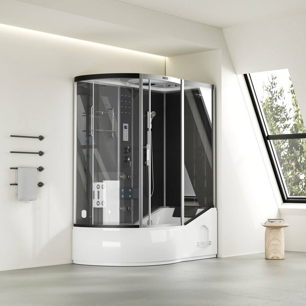 HOME DELUXE Dampfdusche mit Whirlpool ALLIN 4IN1 - 170 x 90 Schwarz Links - Bild 1