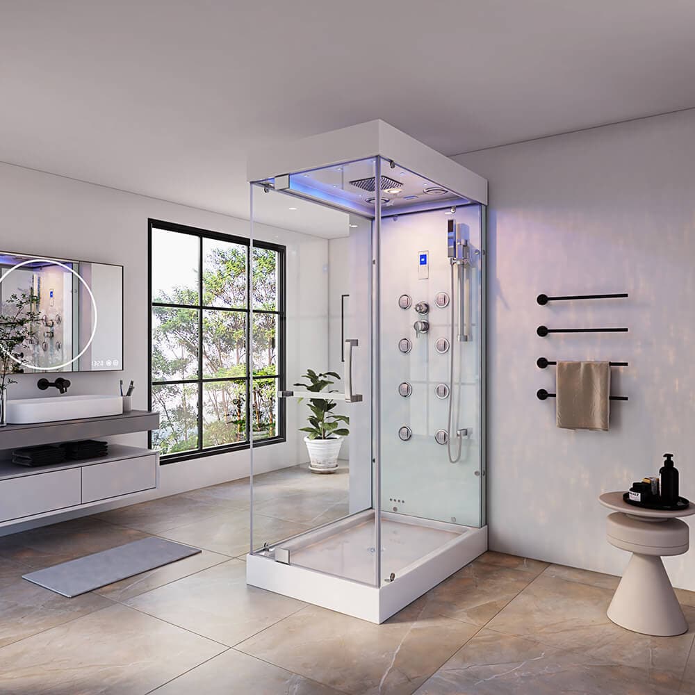 HOME DELUXE Dampfdusche mit Wasserfall und LED-Beleuchtung DESIGN M - 80 x 120 cm - Bild 1