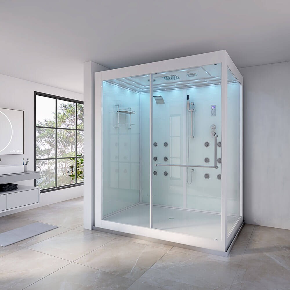 HOME DELUXE Dampfdusche mit Wasserfall und LED-Beleuchtung DESIGN XL - 180 x 130 cm