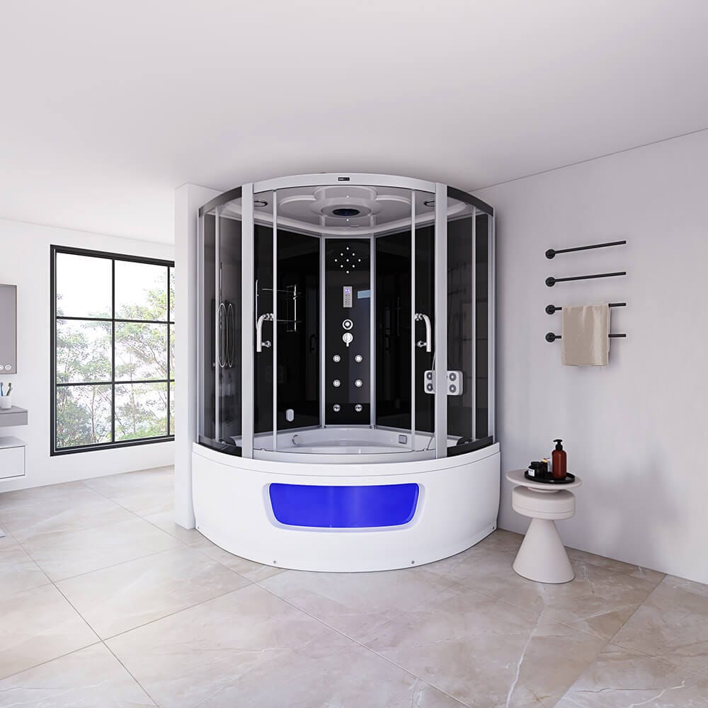 HOME DELUXE Dampfdusche mit Whirlpoolfunktion und Dampfsauna EXCLUSIO - 135 x 135 cm Schwarz - Bild 1