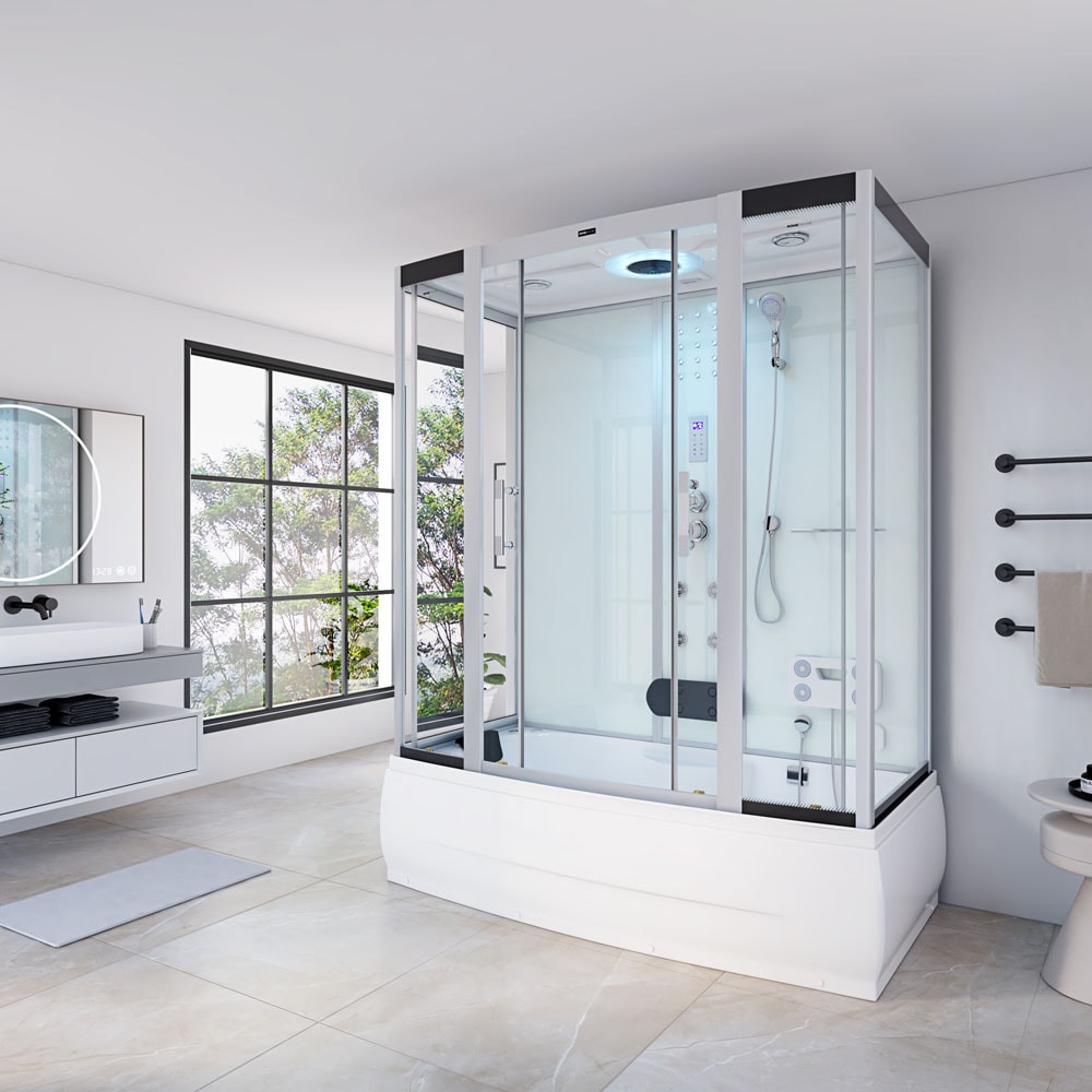 HOME DELUXE Dampfdusche mit Whirlpoolfunktion und LED-Beleuchtung DIAMOND BIG - 190 x 100 cm Weiß