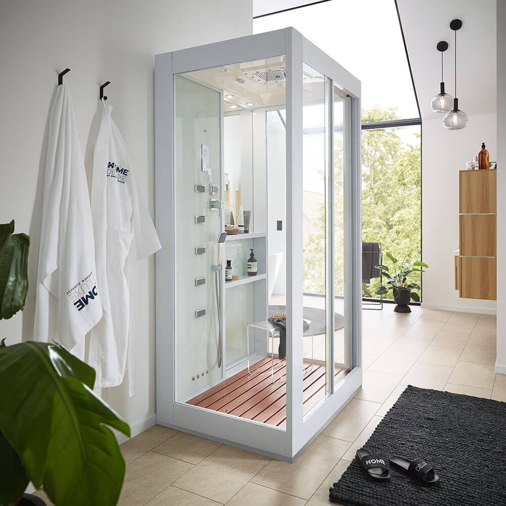 HOME DELUXE Dampfdusche mit Wasserfall und Dampfsauna LUXORY - 120 x 90 cm Wei&szlig; - Bild 1