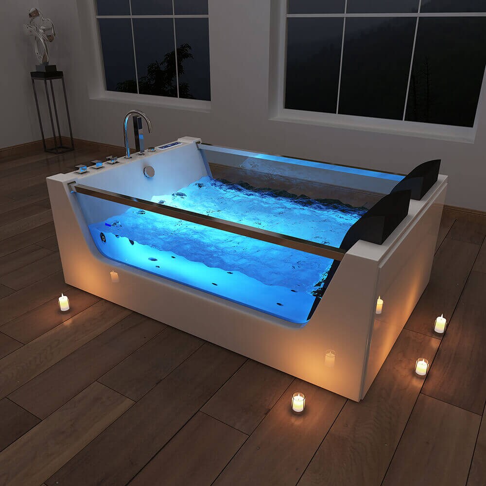 HOME DELUXE Whirlpool Badewanne mit Lichttherapie ATLANTIC XL 180 x 120