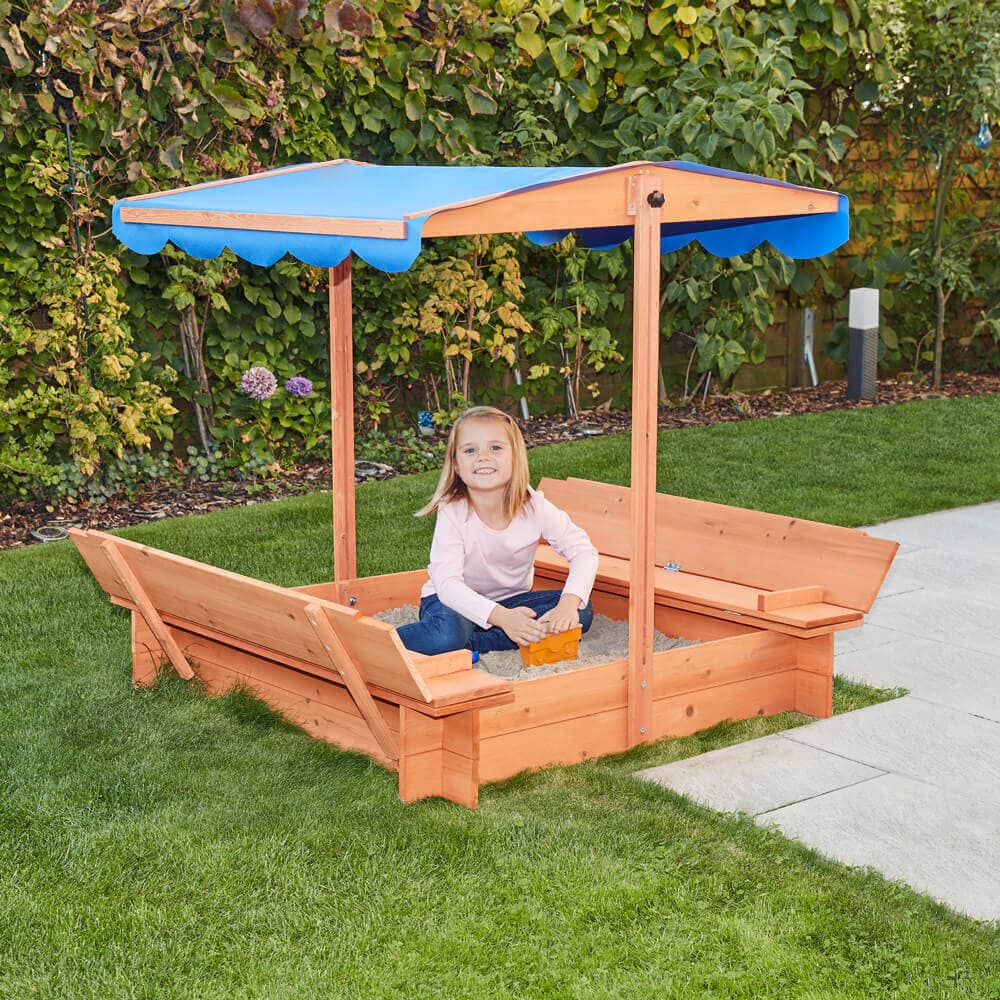 HOME DELUXE Sandkasten mit Sonnensegel BUDDELKISTE - 110 x 110 cm - Bild 1