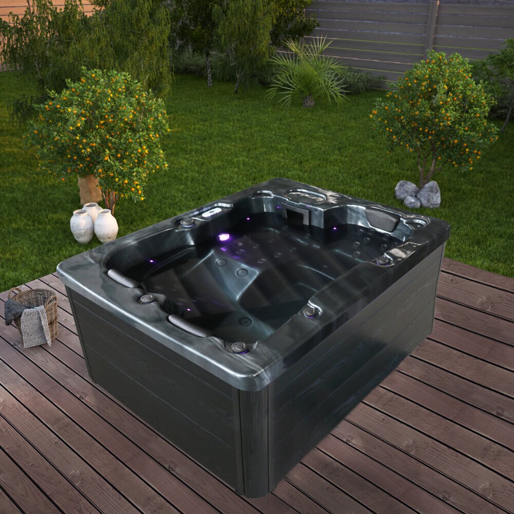 HOME DELUXE Outdoor Whirlpool BLACK MARBLE PURE - 210 x 160 cm für 3 Personen