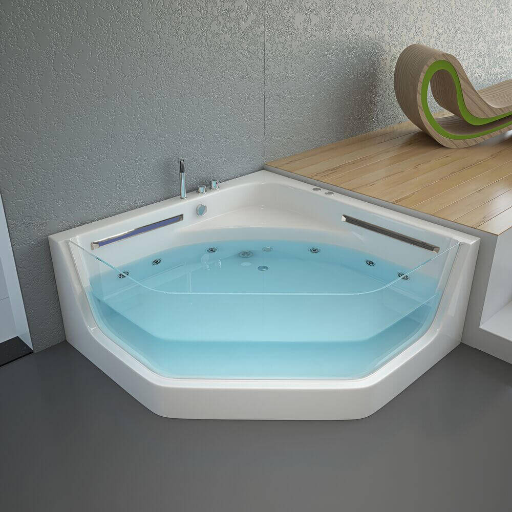 HOME DELUXE Whirlpool Badewanne mit Lichttherapie PACIFICO - 150 x 150 cm - Bild 1