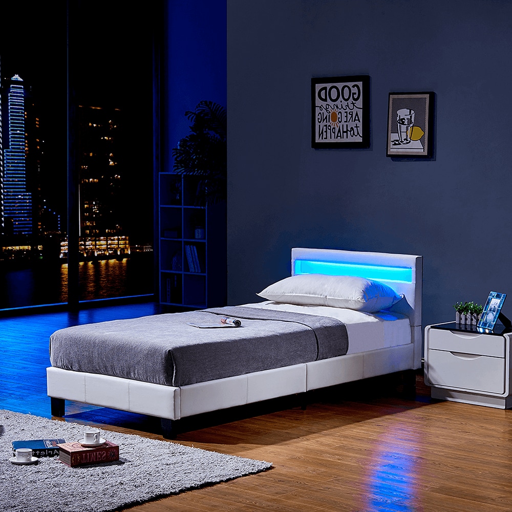 HOME DELUXE LED Bett ASTRO mit Matratze - 90 x 200 cm Wei&szlig; - Bild 1