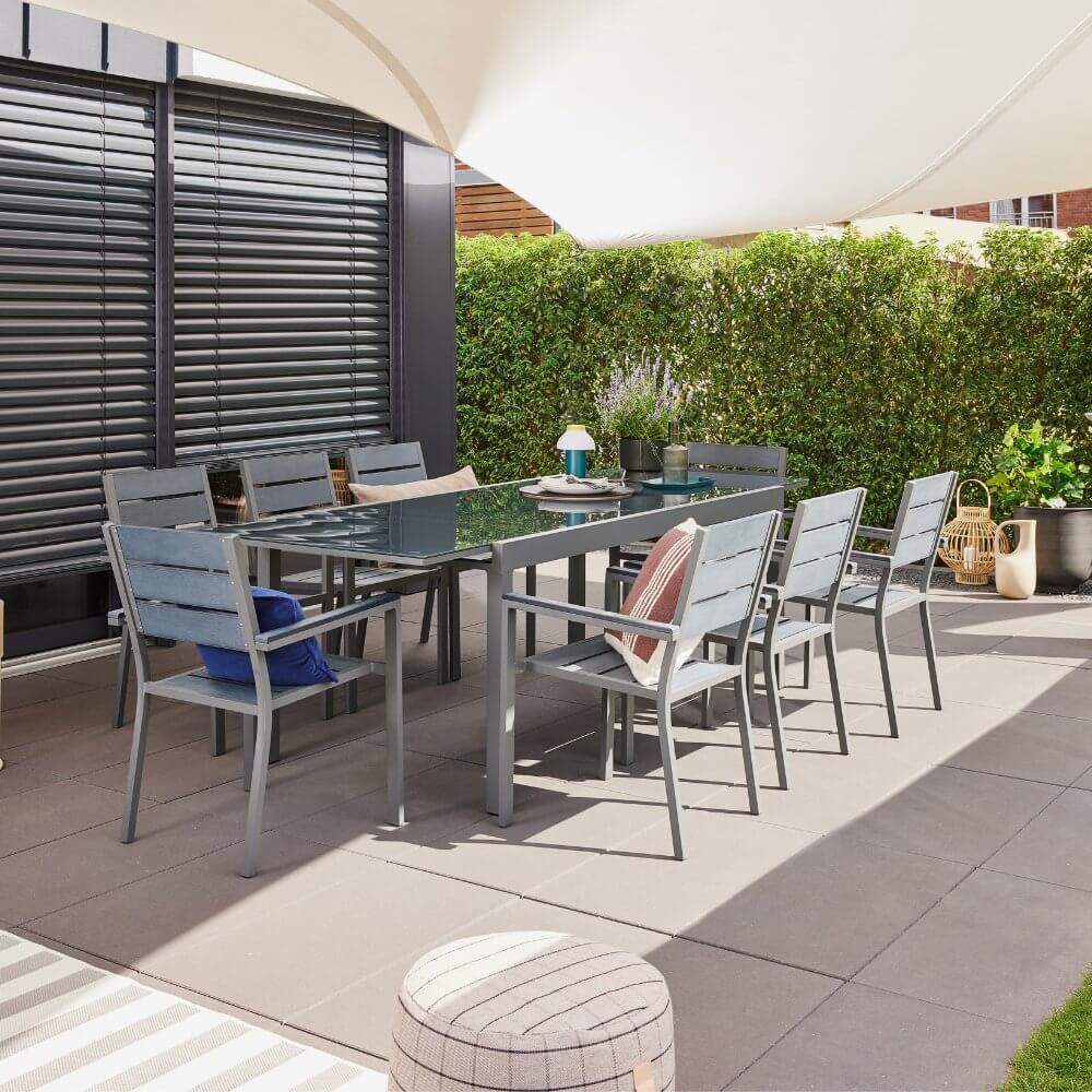 HOME DELUXE Gartentisch ausziehbar aus Glas SOL - 180/240 x 90 cm - Bild 1