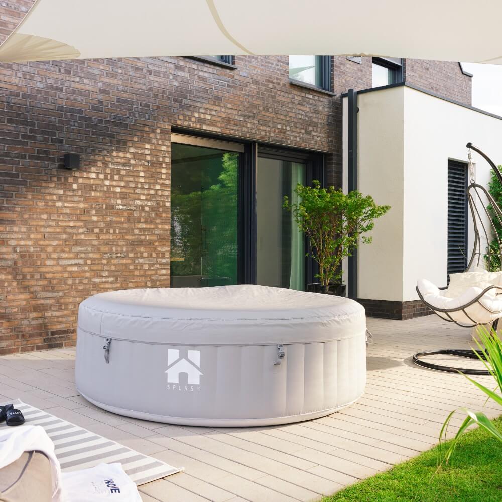 HOME DELUXE Outdoor Whirlpool aufblasbar SPLASH inkl. Abdeckung - &Oslash;208 cm 6 Personen Uni Grau - Bild 1