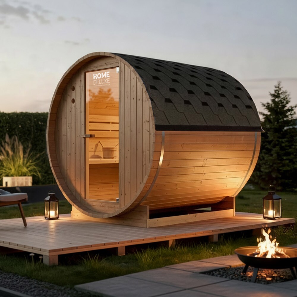 HOME DELUXE Outdoor Fasssauna LAHTI L - 195 x 180 cm für 4 Personen