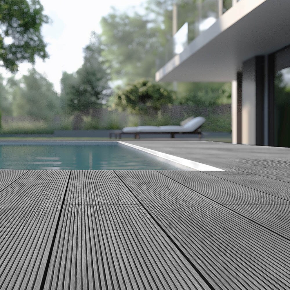 HOME DELUXE WPC Terrassendielen Komplettset (inkl. Unterkonstruktion) SAMANA - Hellgrau 20m²