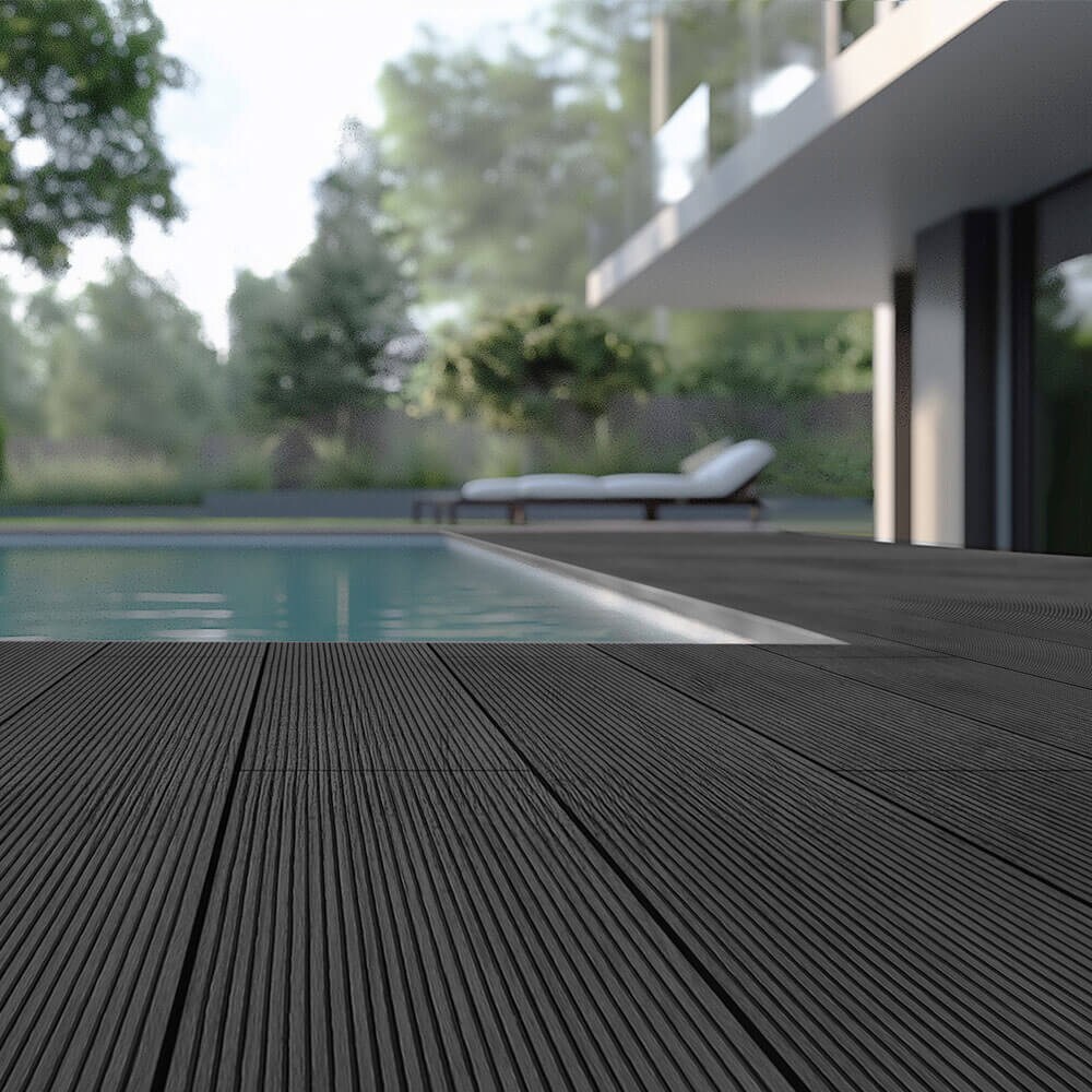 HOME DELUXE WPC Terrassendielen Komplettset (inkl. Unterkonstruktion) SAMANA - Anthrazit 10m²