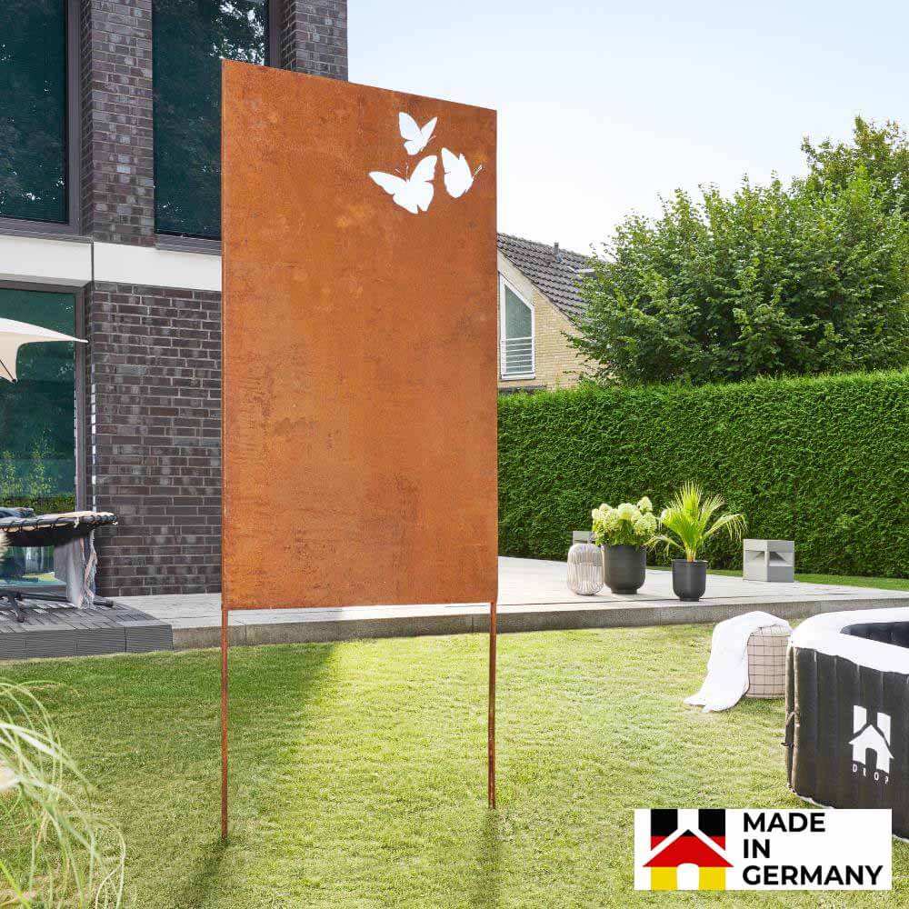 HOME DELUXE Sichtschutz aus Qualit&auml;tsstahl BUTTERFLY - Rostoptik - Made in Germany - Bild 1