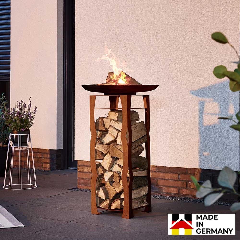 HOME DELUXE Feuerschale und Holzlager FRANK - Made in Germany - Bild 1