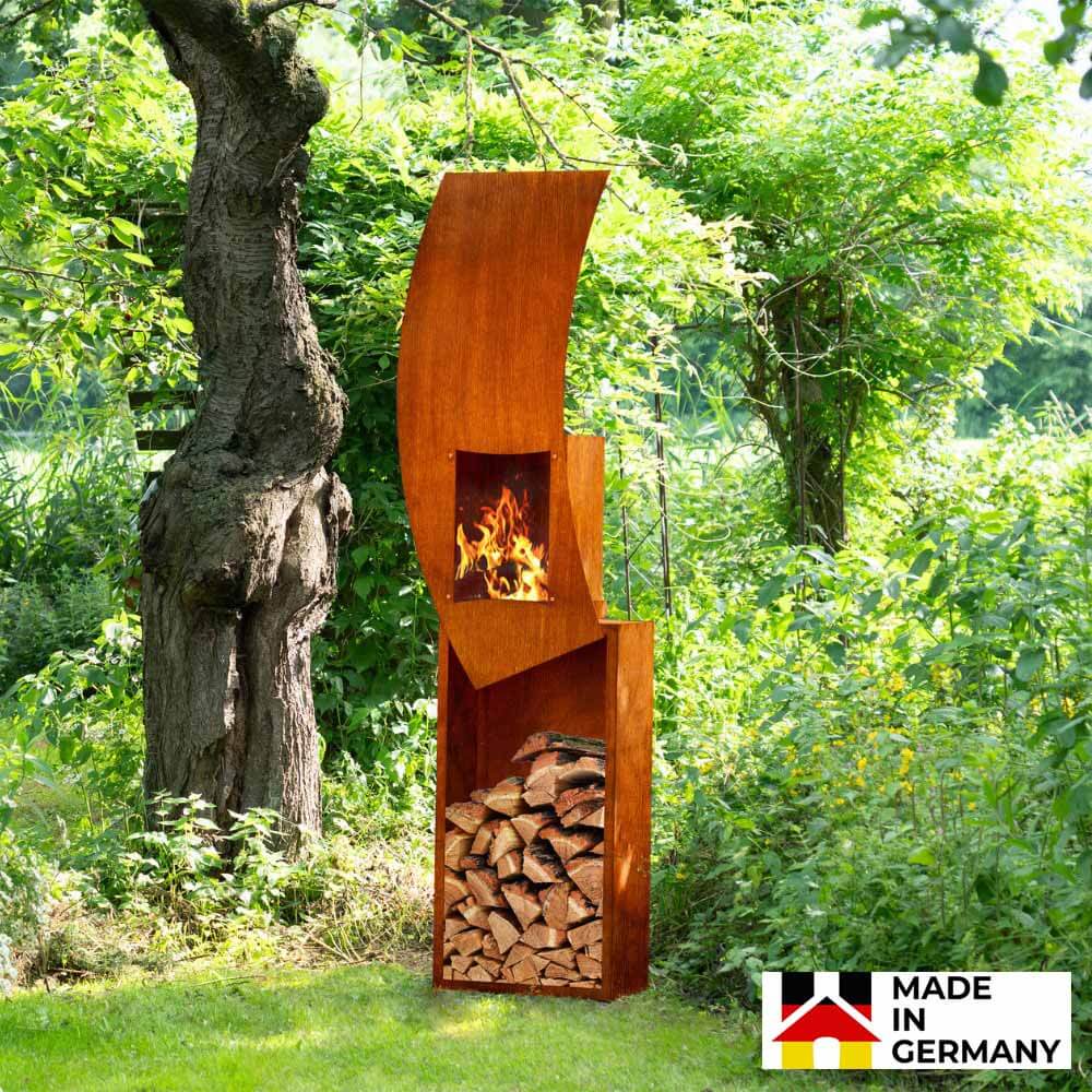 HOME DELUXE Gartenkamin mit Holzlager SWING - Made in Germany - Bild 1