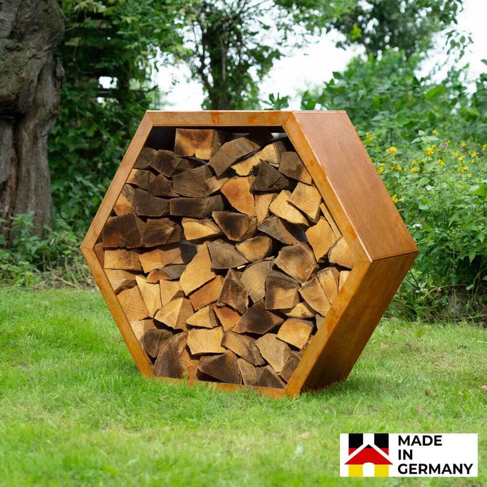HOME DELUXE Holzlege aus Stahl ANTARES - Edelrost Optik - Made in Germany - Bild 1