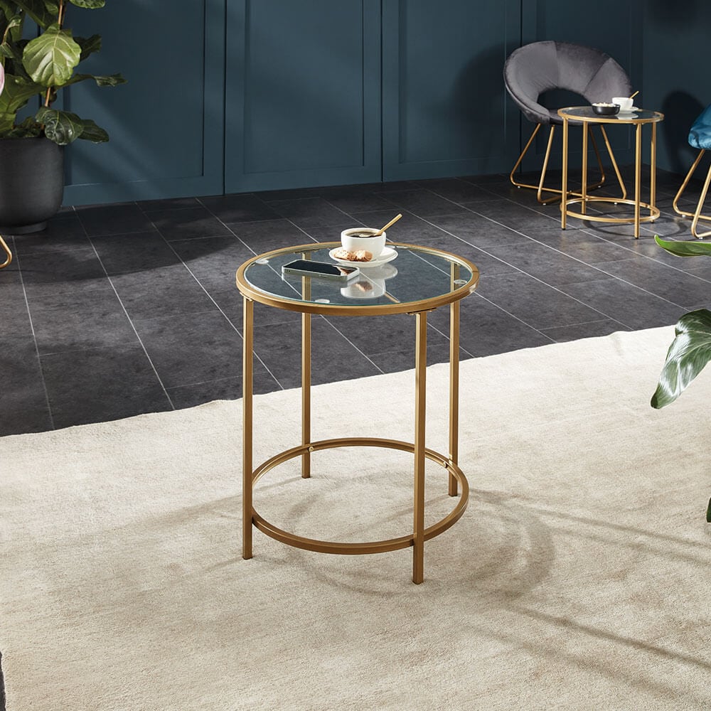 HOME DELUXE Beistelltisch Glas MASEI - 50 x 50 cm Gold - Bild 1