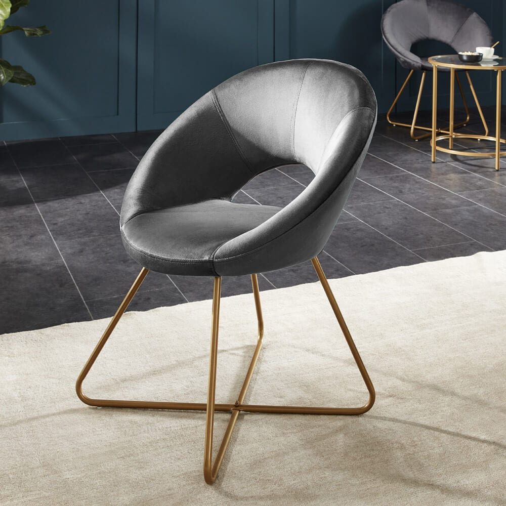 HOME DELUXE Samtstuhl SELESA - Grau