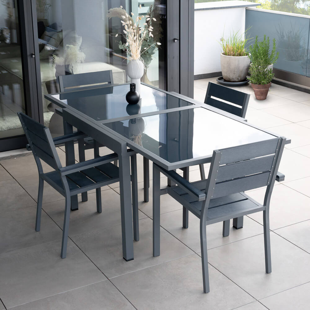 HOME DELUXE Garten-Sitzgruppe ausziehbar VERANO MADERA - 180/90 x 90 cm 2 St&uuml;hle - Bild 1