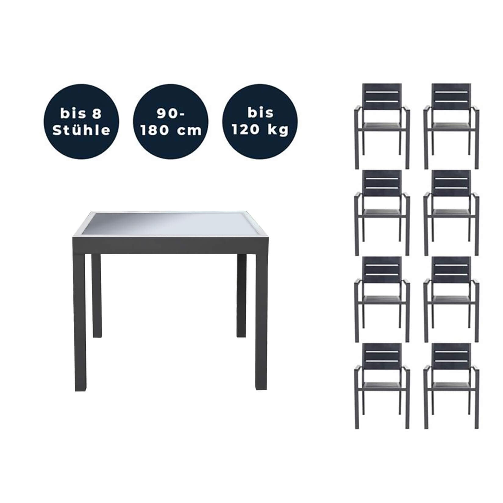 HOME DELUXE Garten-Sitzgruppe ausziehbar VERANO MADERA - 180/90 x 90 cm 2 St&uuml;hle - Bild 1