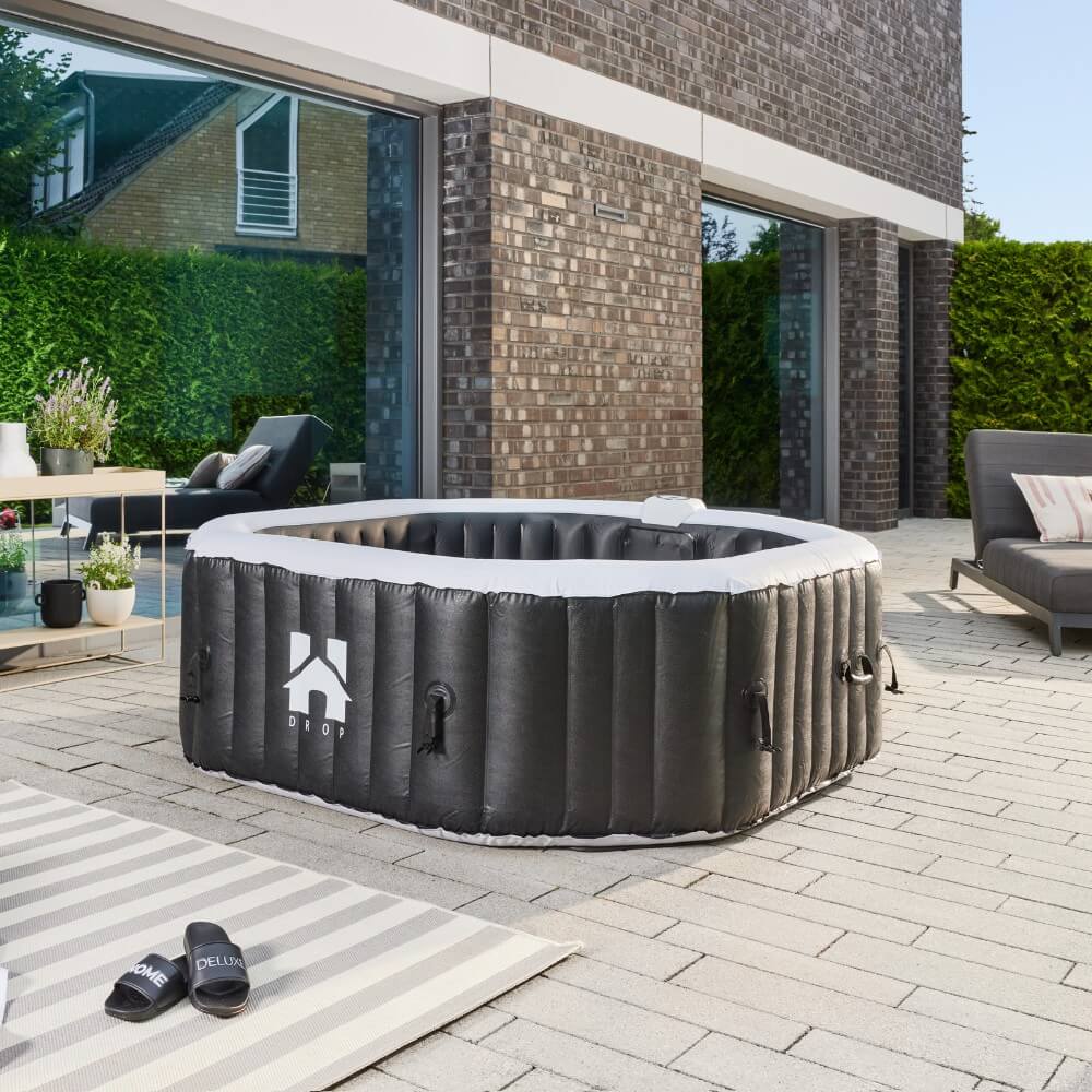HOME DELUXE Outdoor Whirlpool DROP inkl. Abdeckung - ?185 cm Schwarz f&uuml;r 6 Personen - Bild 1