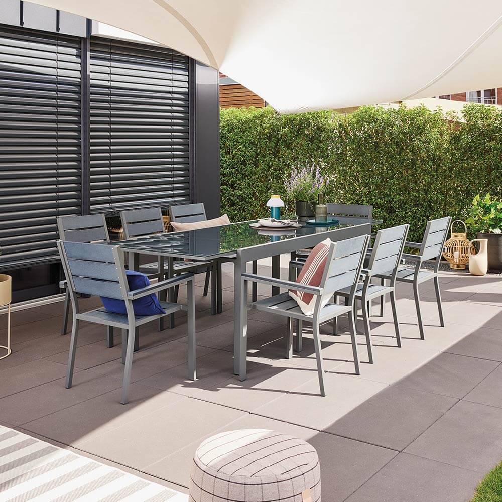 HOME DELUXE Garten-Sitzgruppe ausziehbar SOL MADERA - 180/240 x 90 cm 10 St&uuml;hle - Bild 1