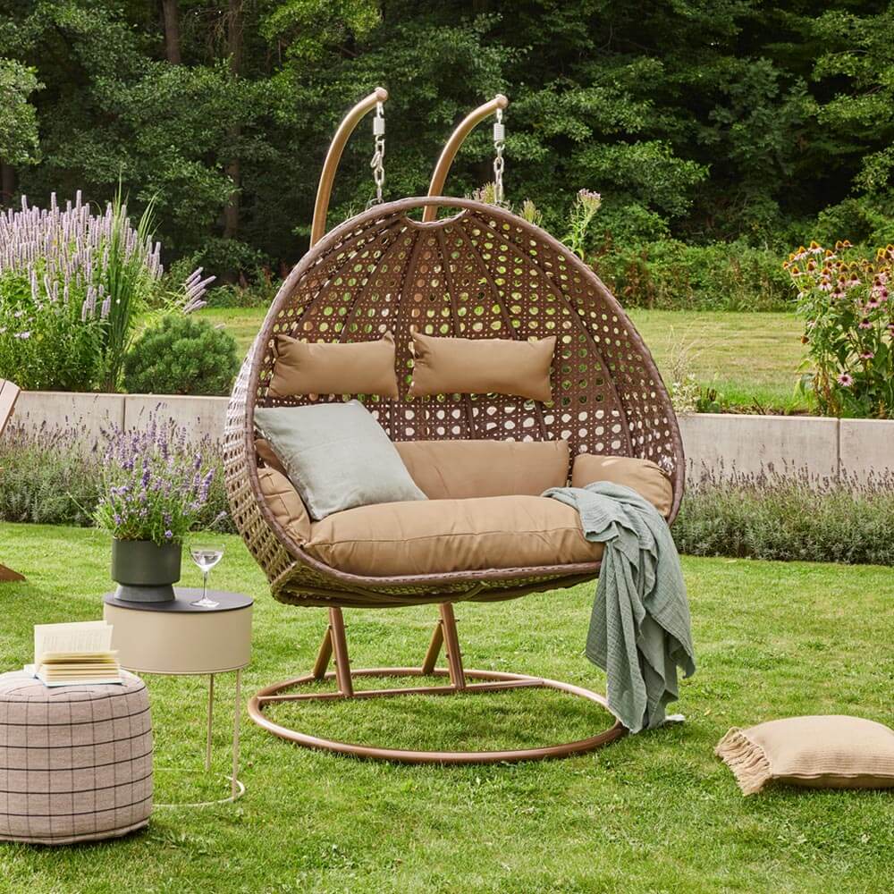 HOME DELUXE Polyrattan H&auml;ngesessel TWIN - Braun f&uuml;r 2 Personen - Bild 1