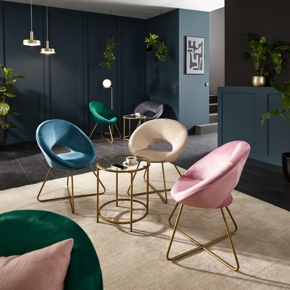 HOME DELUXE Samtstuhl mit Beistelltisch SELESA - Grau - Bild 1