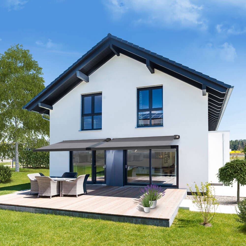 HOME DELUXE LED Vollkassettenmarkise elektrisch ELOS - Anthrazit Größenauswahl