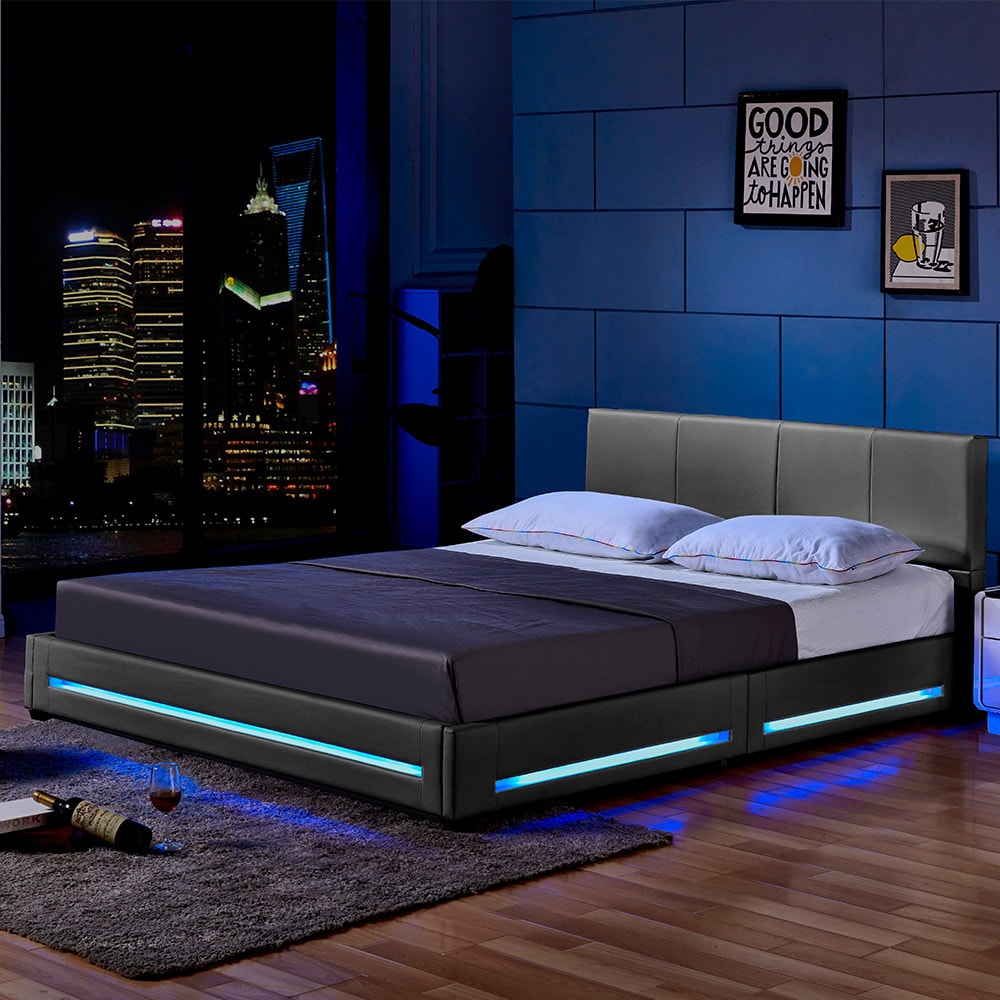 HOME DELUXE LED Bett ASTEROID - 140 x 200 cm Dunkelgrau - Bild 1
