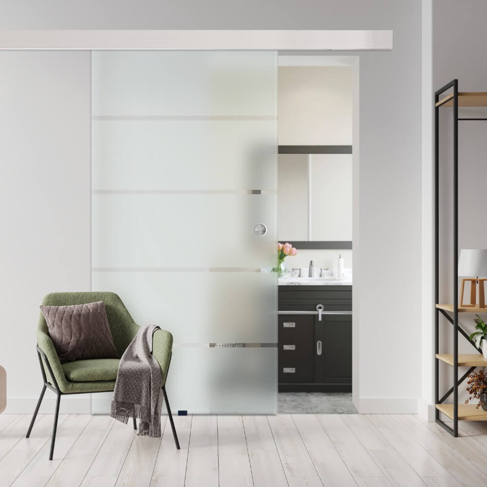 HOME DELUXE Glasschiebet&uuml;r SIRENA &ndash; 205 x 90 cm Milchglas mit Streifen - Bild 1