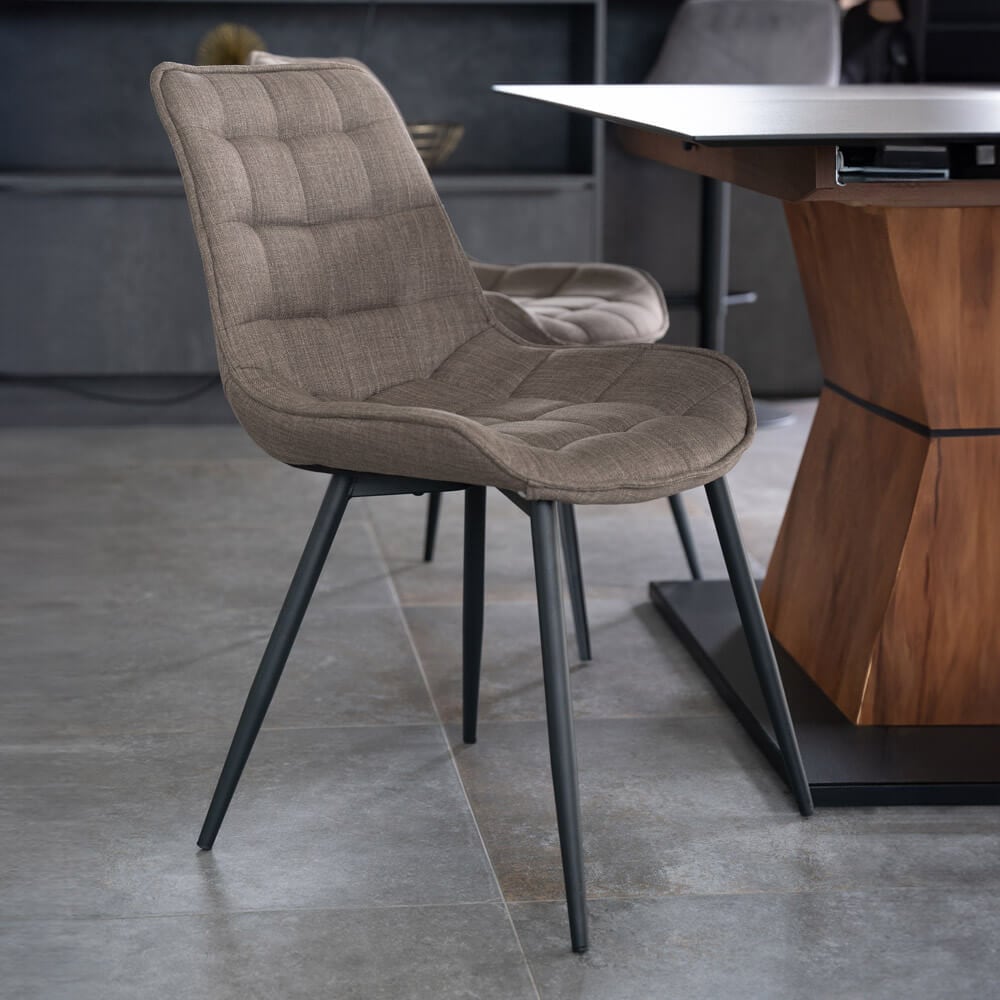 HOME DELUXE Polsterstuhl Esszimmer Webstoff IKALO &ndash; 2er Set Grau/Braun - Bild 1