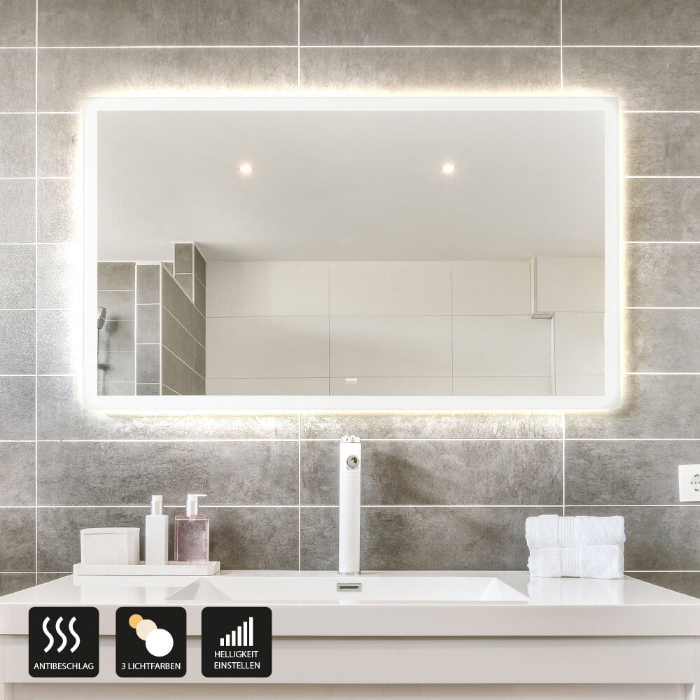 HOME DELUXE LED-Spiegel Rechteckig NOLA – 90 x 70 cm