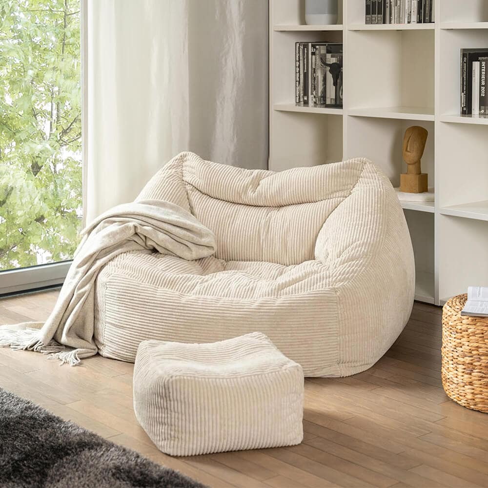 HOME DELUXE Sitzsack mit Hocker COZY &ndash; Beige - Bild 1
