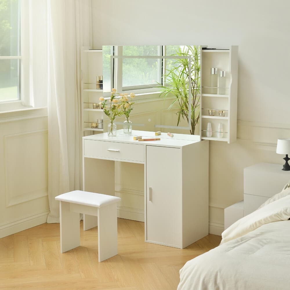 HOME DELUXE Schminktisch mit Spiegel und LED-Beleuchtung IMANI - Wei&szlig; - Bild 1