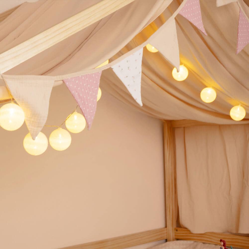 HOME DELUXE Wimpelkette Musselin LINDO - Creme - Bild 1