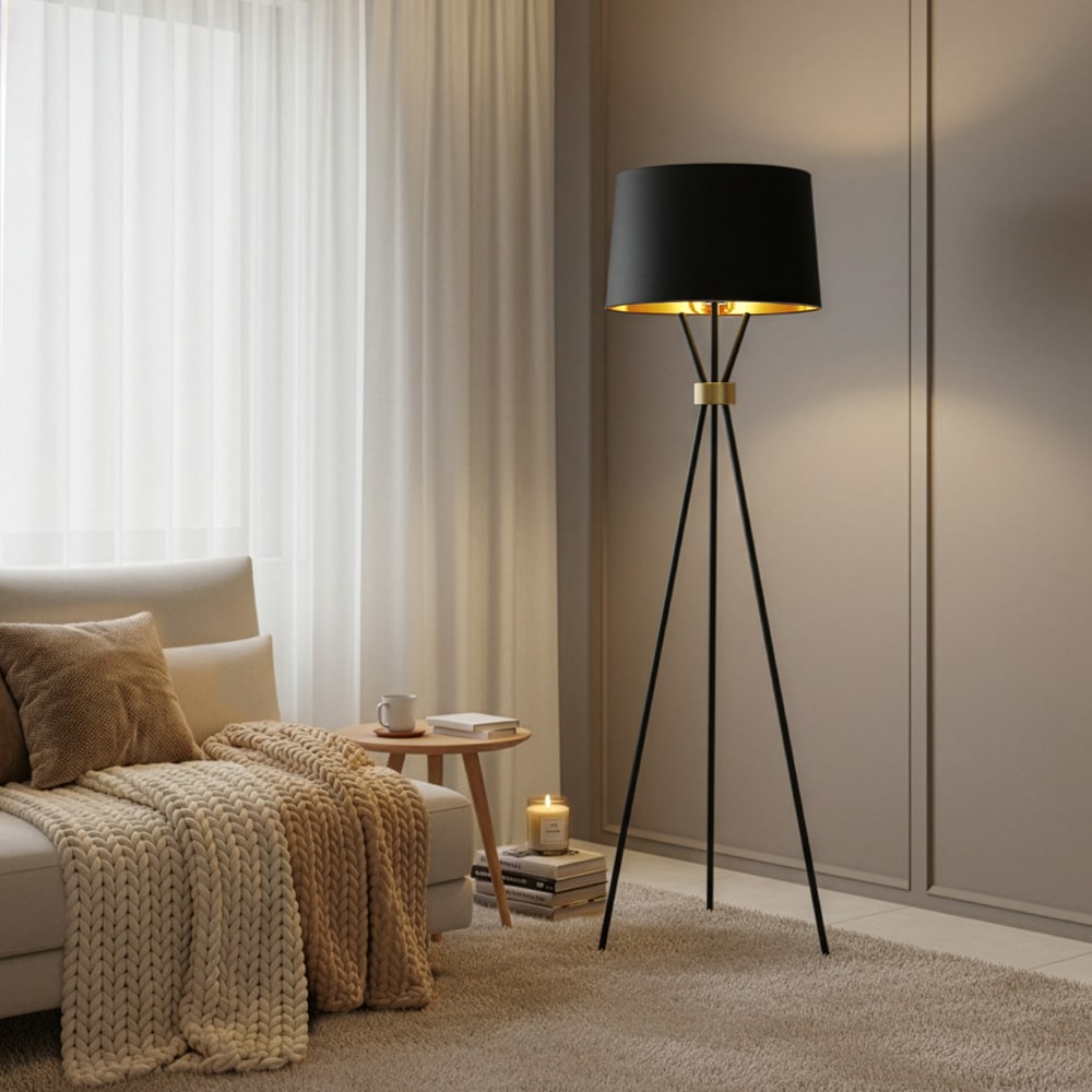 HOME DELUXE Stehlampe LUNA - Schwarz/Gold - Bild 1