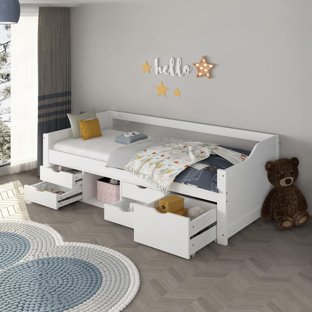 HOME DELUXE Kinderbett COSMOS mit Schubladen - 90 x 200 cm Grau - Bild 1