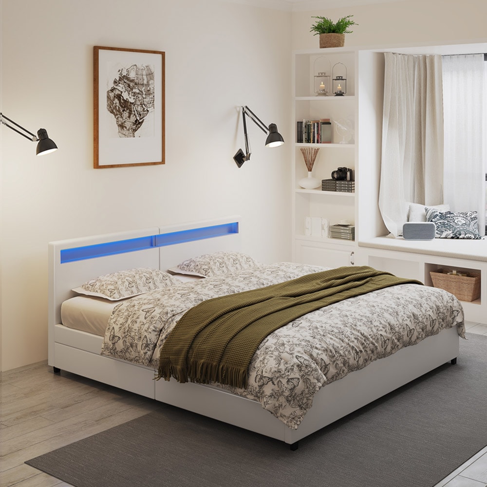 HOME DELUXE Familienbett mit Schubladen NUBE - 270 x 200 cm mit Matratze Dunkelgrau - Bild 1