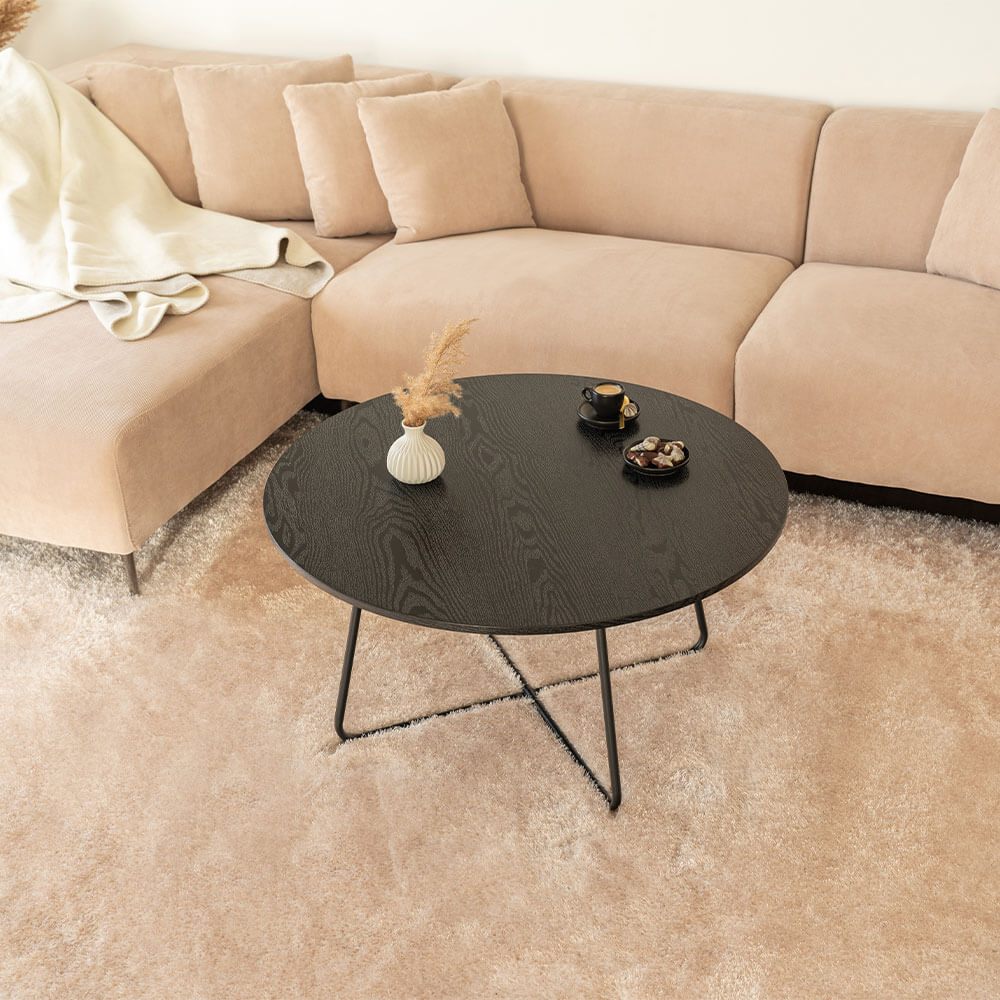 HOME DELUXE Couchtisch Rund NOVARA - 88 x 47 cm Dark Oak - Bild 1
