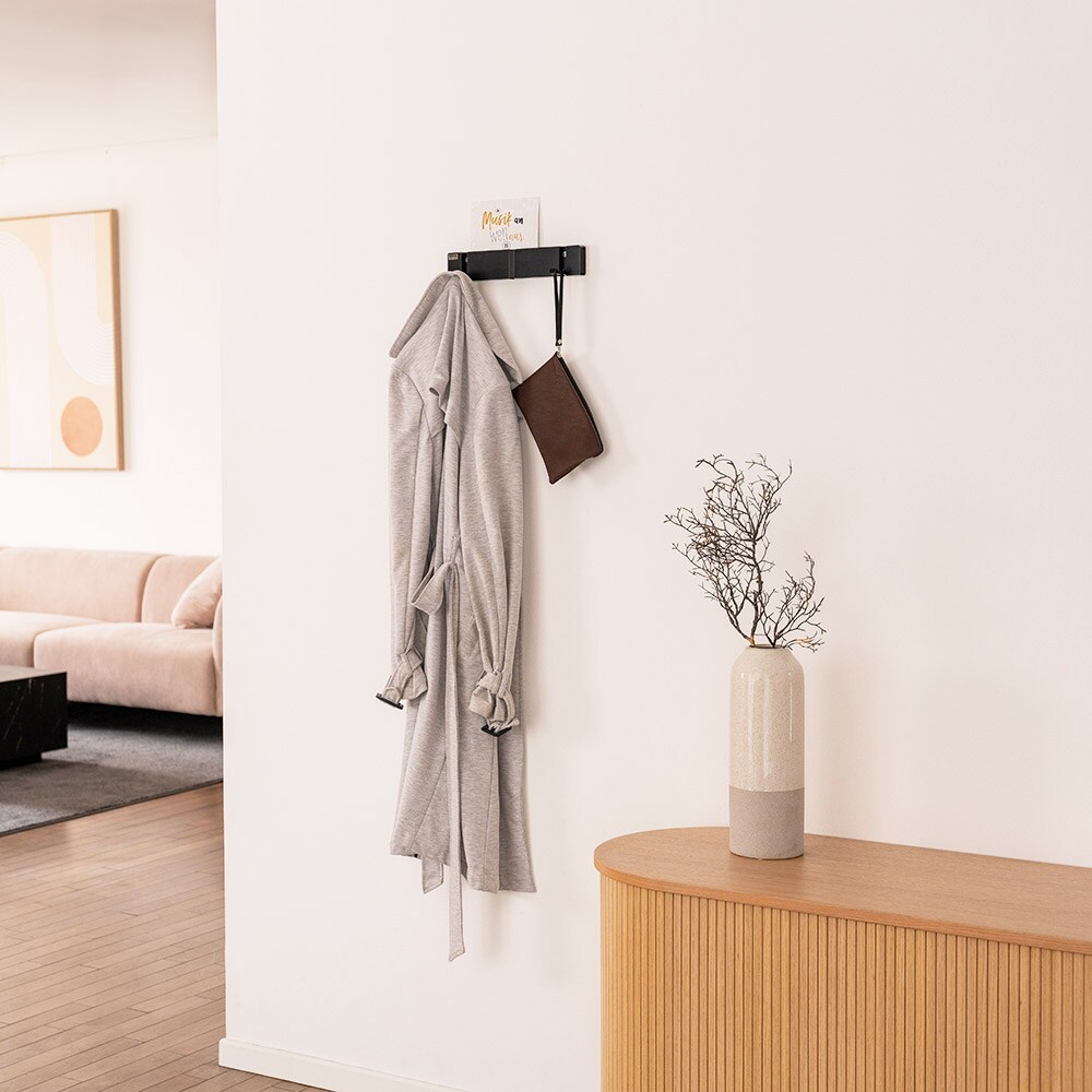 HOME DELUXE Garderobenleiste HOOK inkl. Haken und Magnete - Schwarz - 3 x Haken - Bild 1