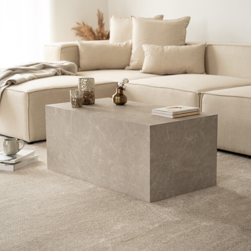 HOME DELUXE Couchtisch Marmor AMIRI L - 95 x 50 cm Beige