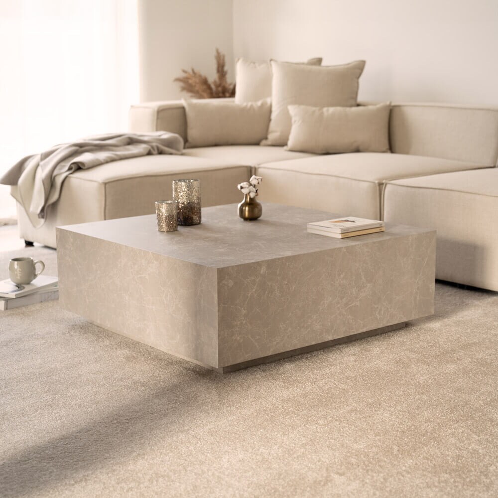 HOME DELUXE Couchtisch Marmor AMIRI XL - 95 x 95 cm Grau
