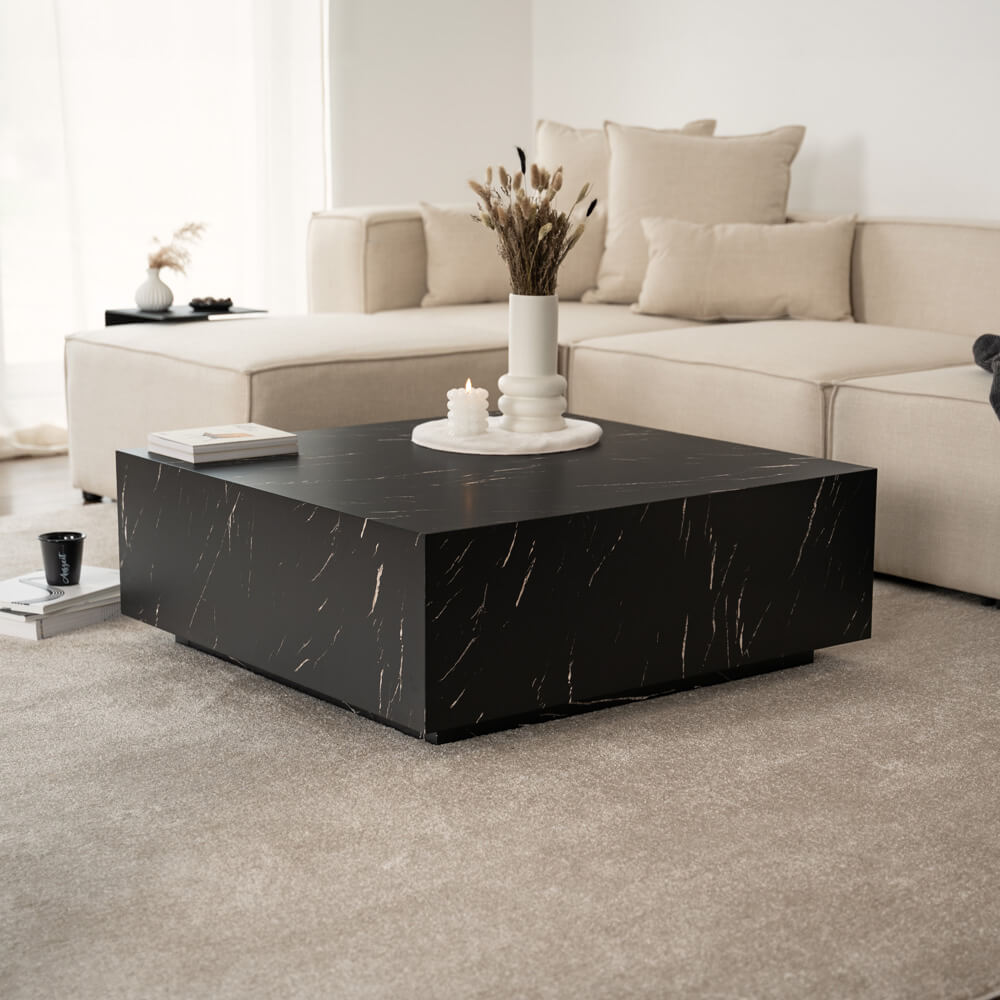 HOME DELUXE Couchtisch Marmor AMIRI XL - 95 x 95 cm Schwarz - Bild 1