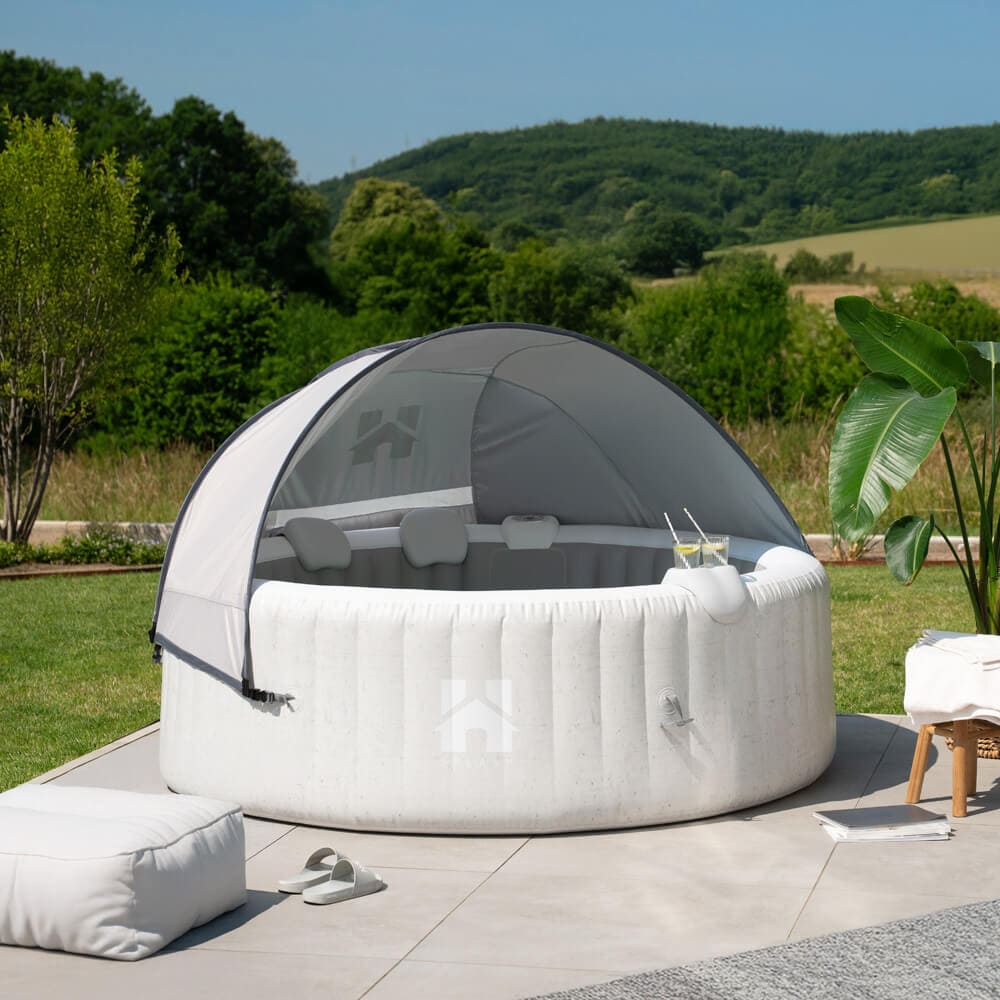 HOME DELUXE Outdoor Whirlpool inkl. Kissen, Getr&auml;nkehalter und Sonnendach SPLASH -  &Oslash;208 cm 6 Personen Grau - Bild 1